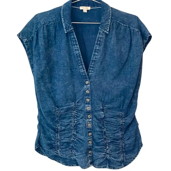 Anthropologie Blue Denim Top - Picture 4 of 7